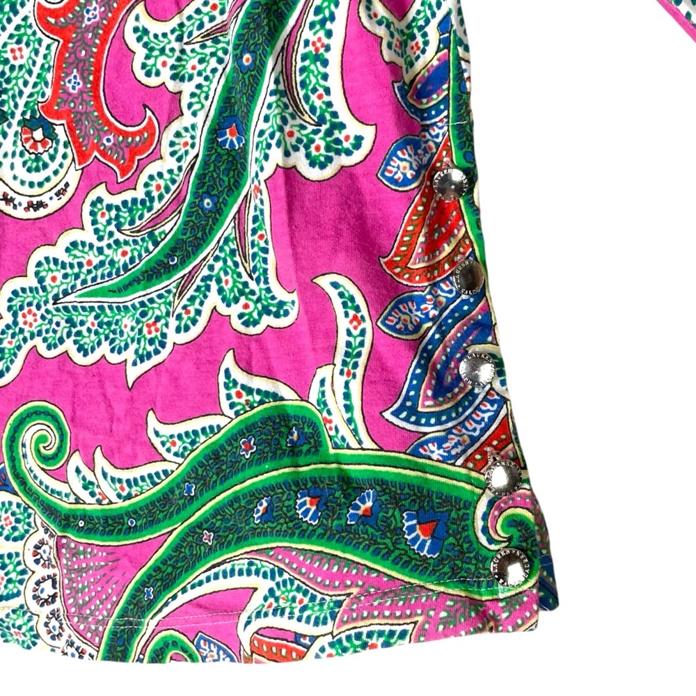 Lauren Ralph Laure Top Women Soft Paisley Floral 3/4 Sleeve Size XL Button - Picture 6 of 10